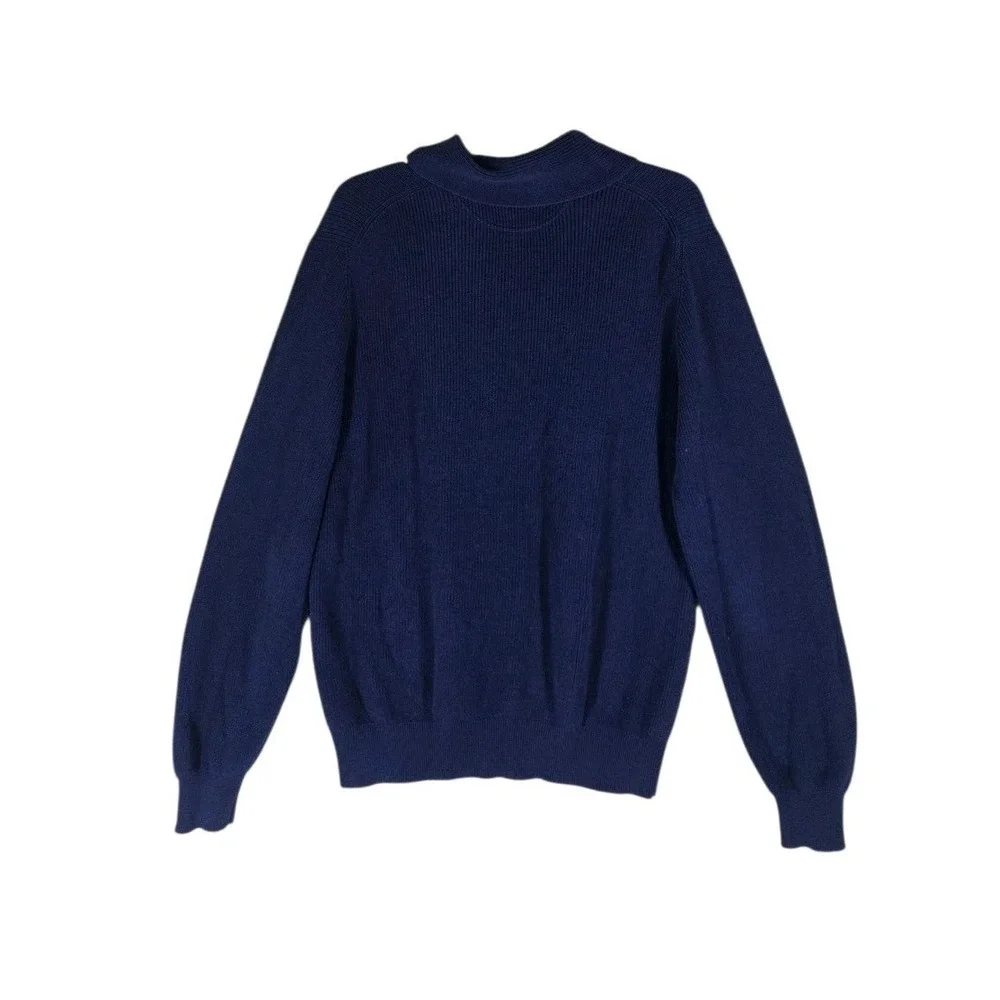 Brunello Cucinelli Ribbed Shawl Collar Knit Sweater Mens 54 US 44 XL Navy Blue